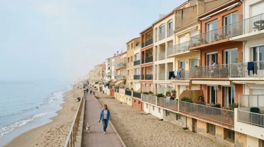 Résidences balnéaires en front de mer à Narbonne-Plage avec terrasses et balcons