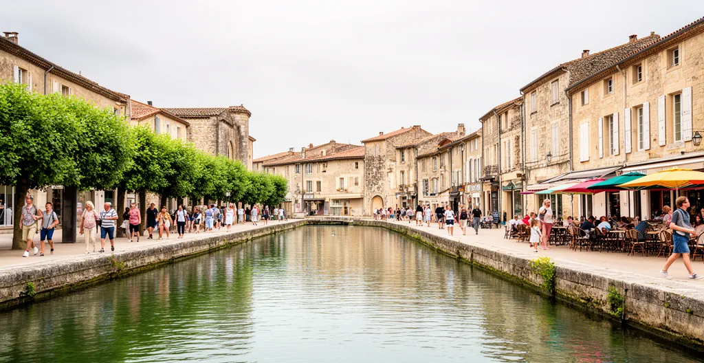 Vue panoramique du centre-ville de Castelnaudary avec le Canal du Midi